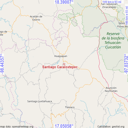 Santiago Cacaloxtepec on map