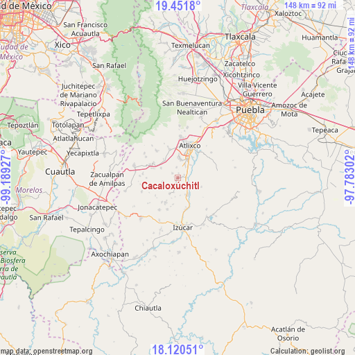 Cacaloxúchitl on map