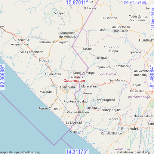 Cacahoatán on map