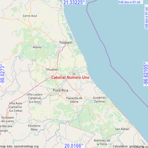 Cabellal Número Uno on map