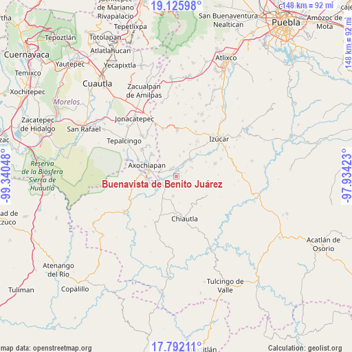 Buenavista de Benito Juárez on map