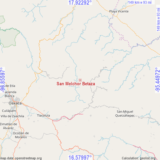 San Melchor Betaza on map