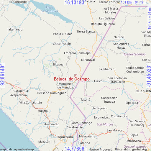 Bejucal de Ocampo on map