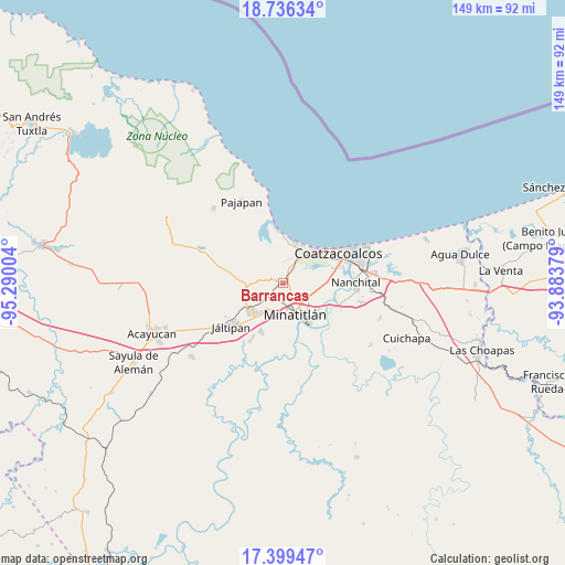 Barrancas on map