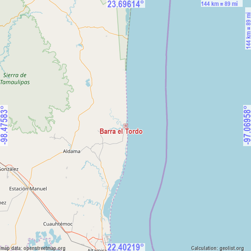 Barra el Tordo on map