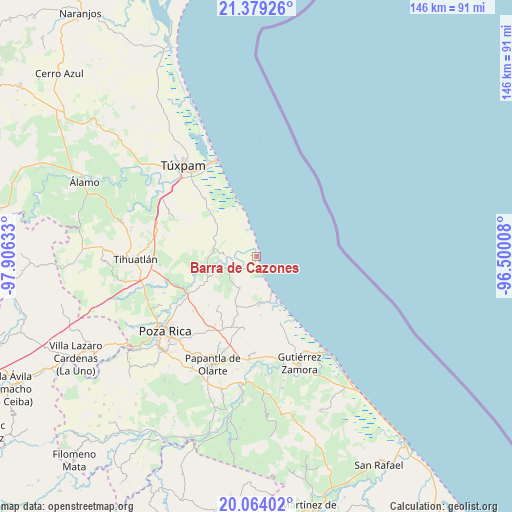 Barra de Cazones on map