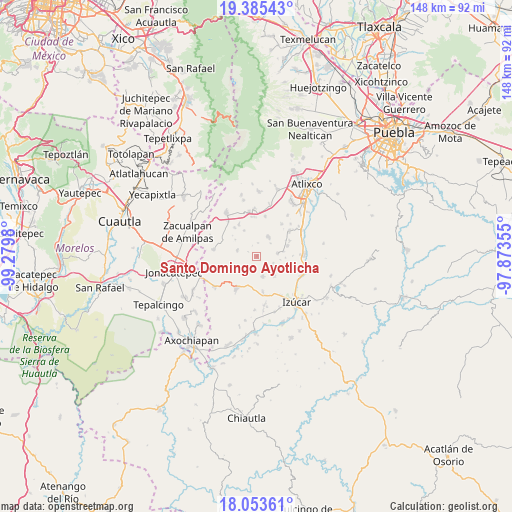 Santo Domingo Ayotlicha on map