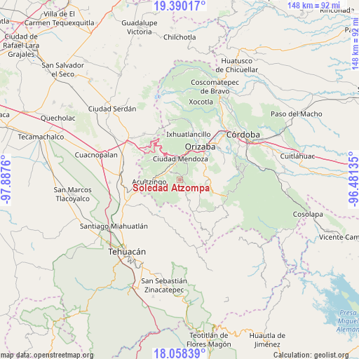 Soledad Atzompa on map