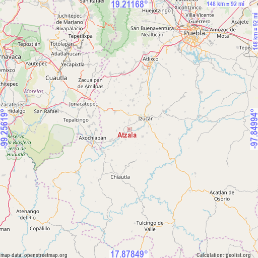 Atzala on map