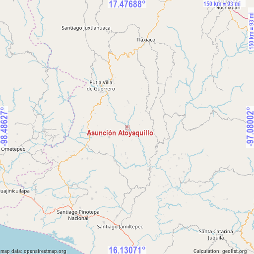 Asunción Atoyaquillo on map