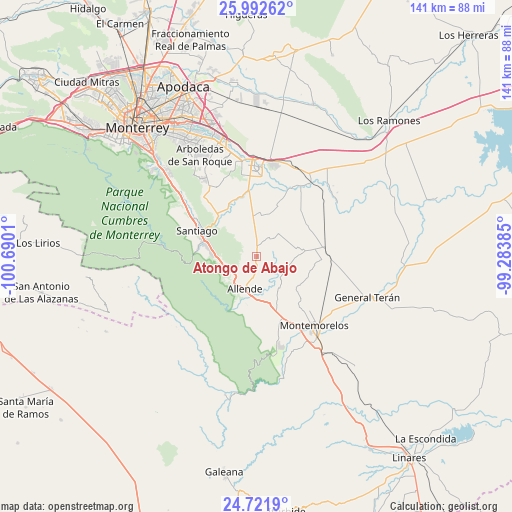 Atongo de Abajo on map