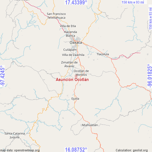 Asunción Ocotlán on map