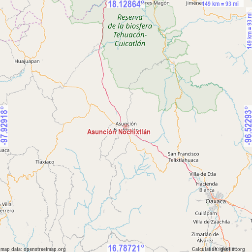 Asunción Nochixtlán on map