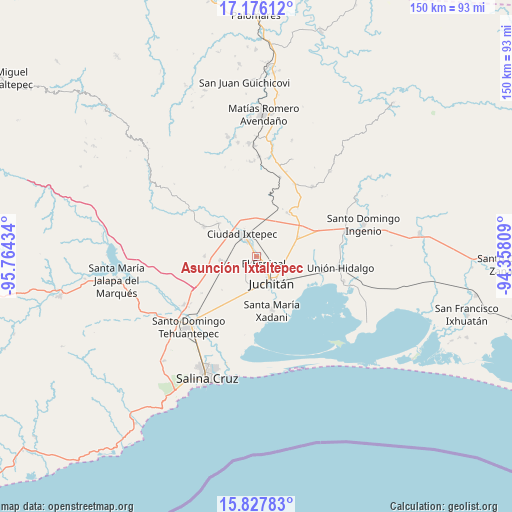 Asunción Ixtaltepec on map