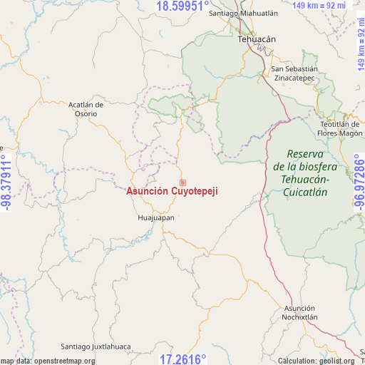 Asunción Cuyotepeji on map