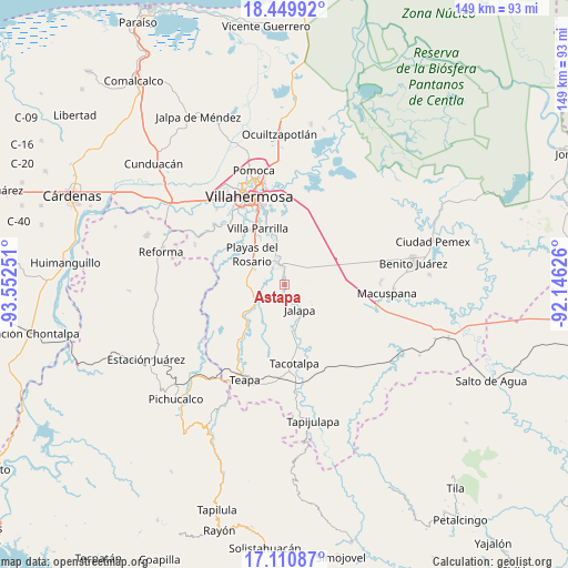 Astapa on map