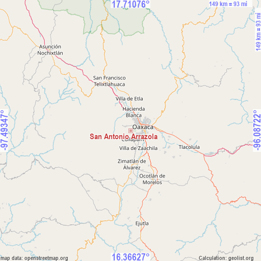 San Antonio Arrazola on map