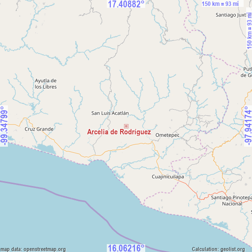 Arcelia de Rodríguez on map