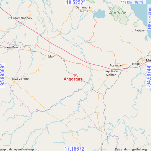 Angostura on map