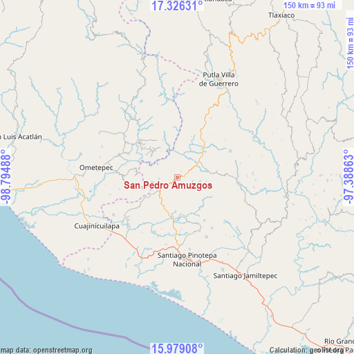 San Pedro Amuzgos on map