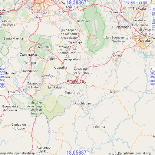 Amayuca on map