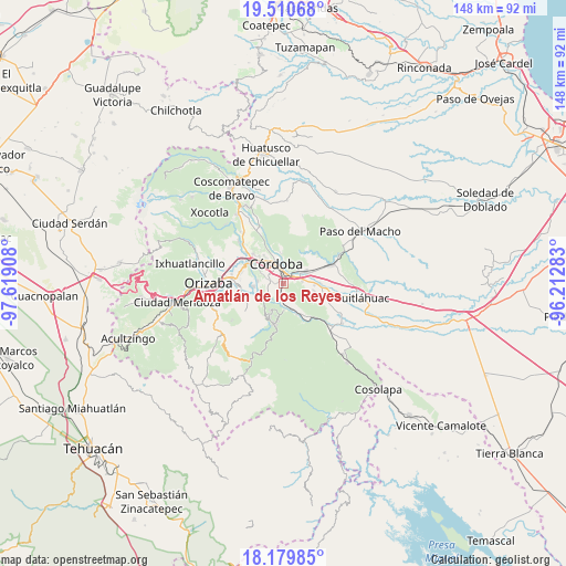 Amatlán de los Reyes on map