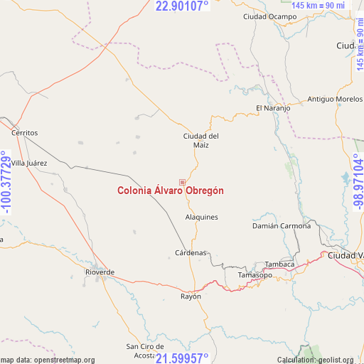 Colonia Álvaro Obregón on map