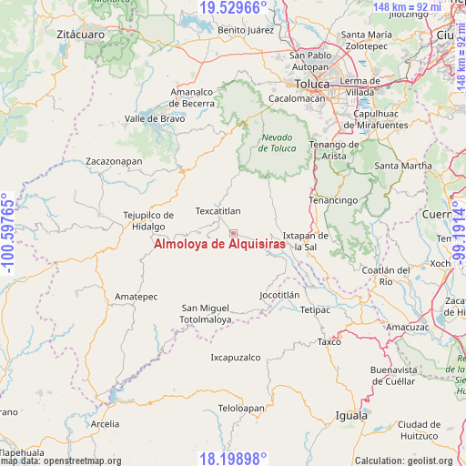 Almoloya de Alquisiras on map