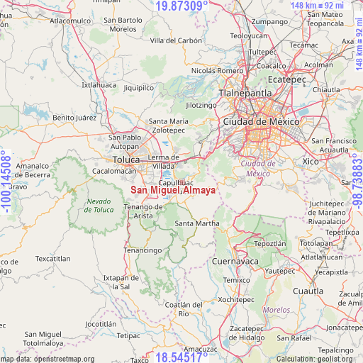 San Miguel Almaya on map