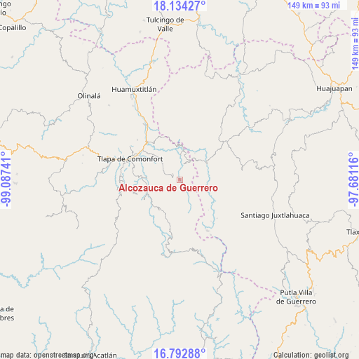Alcozauca de Guerrero on map