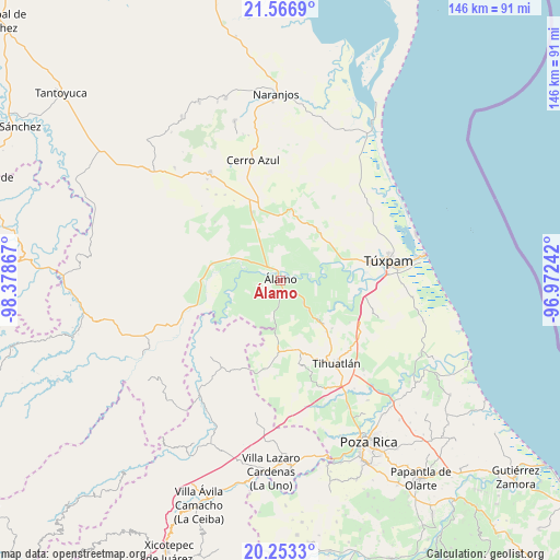 Álamo on map