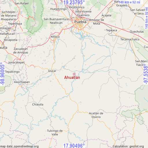 Ahuatlán on map