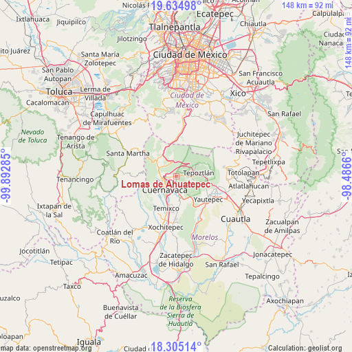 Lomas de Ahuatepec on map