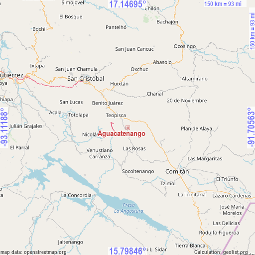 Aguacatenango on map