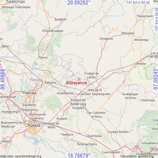 Altzayanca on map