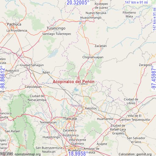 Acopinalco del Peñón on map