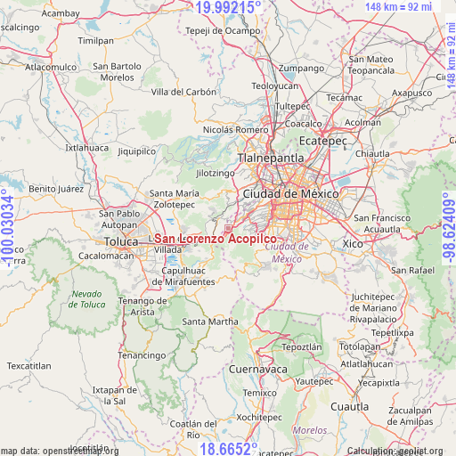 San Lorenzo Acopilco on map