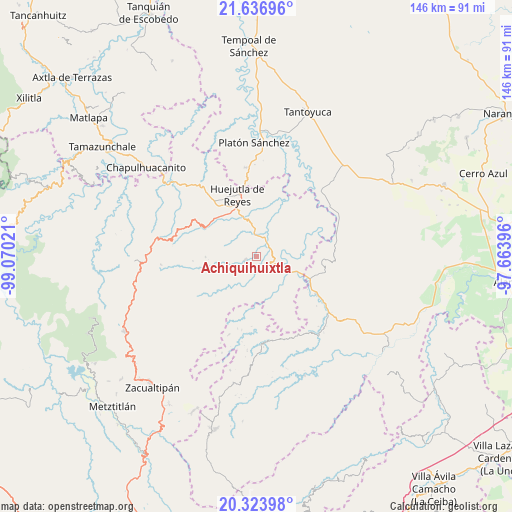 Achiquihuixtla on map