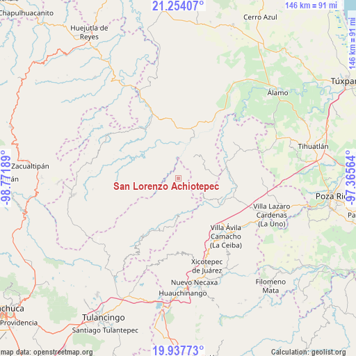 San Lorenzo Achiotepec on map