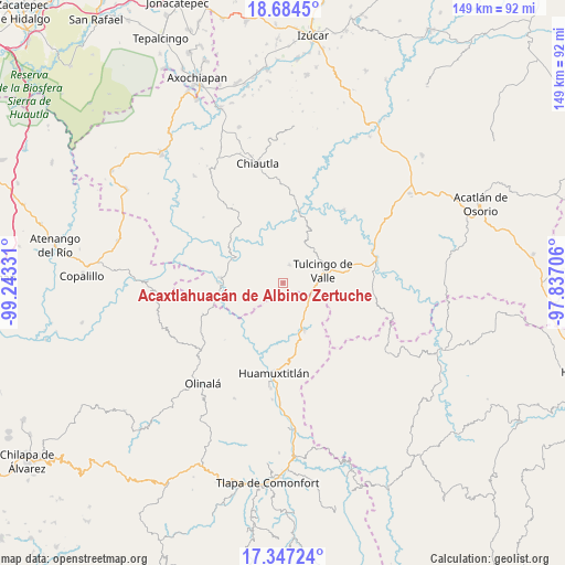 Acaxtlahuacán de Albino Zertuche on map