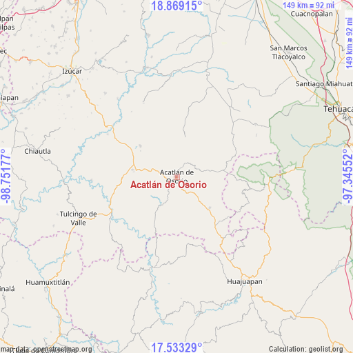 Acatlán de Osorio on map