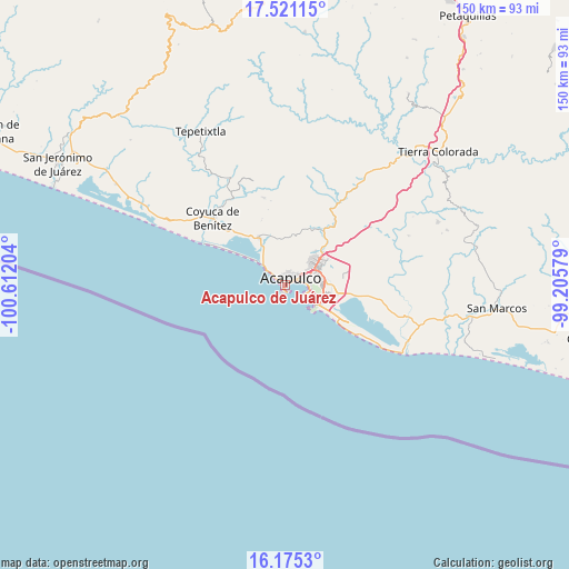 Acapulco de Juárez on map