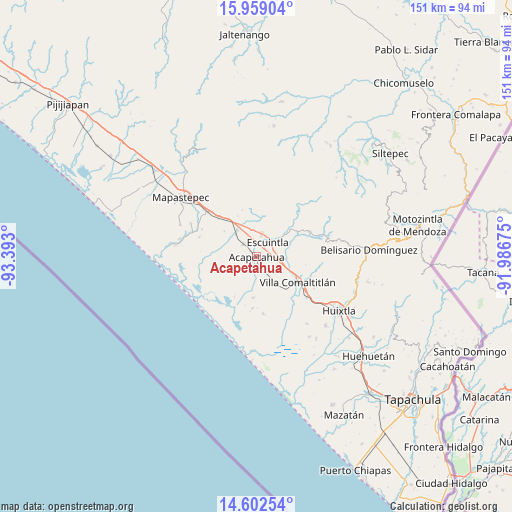 Acapetahua on map