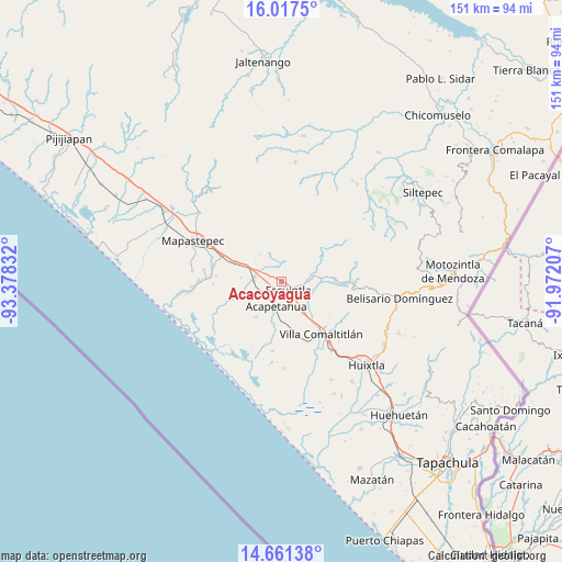 Acacoyagua on map
