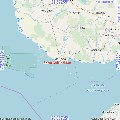 Santa Cruz del Sur on map