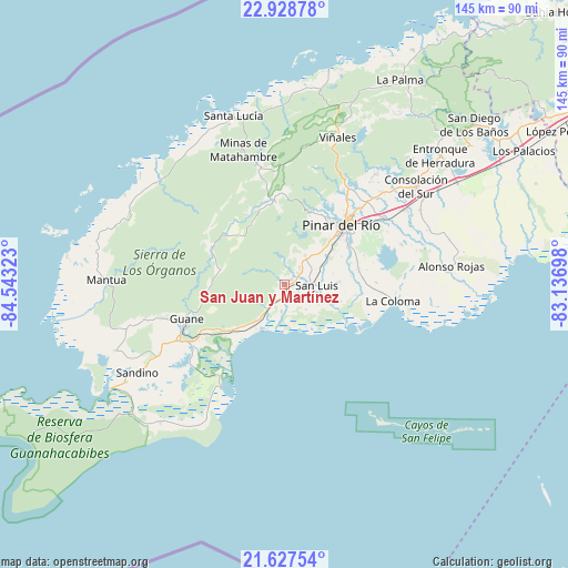 San Juan y Martínez on map