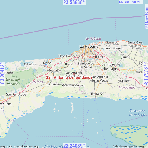 San Antonio de los Baños on map