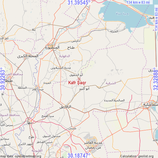 Kafr Şaqr on map