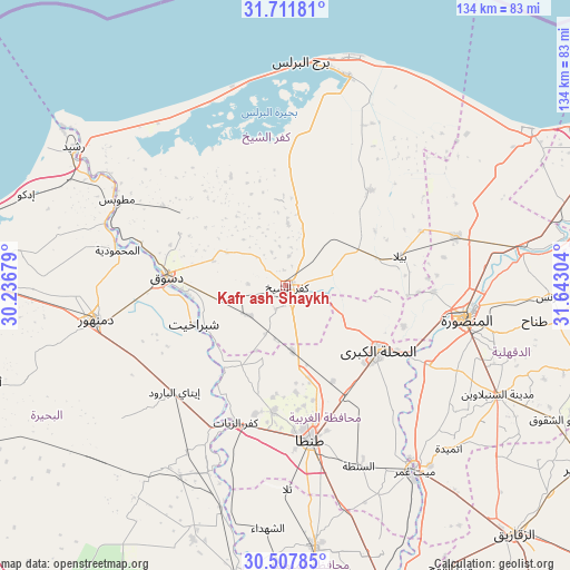 Kafr ash Shaykh on map