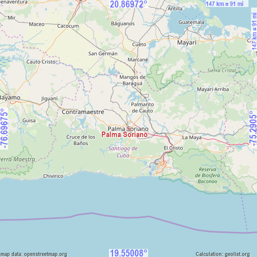 Palma Soriano on map